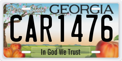 GA license plate CAR1476