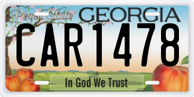 GA license plate CAR1478