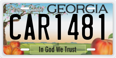 GA license plate CAR1481