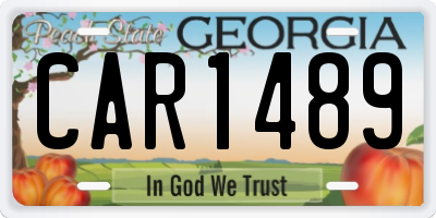 GA license plate CAR1489