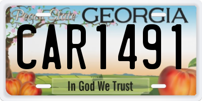 GA license plate CAR1491