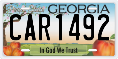 GA license plate CAR1492