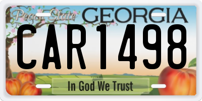 GA license plate CAR1498