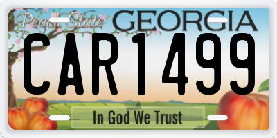 GA license plate CAR1499