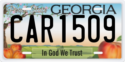 GA license plate CAR1509