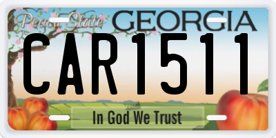 GA license plate CAR1511