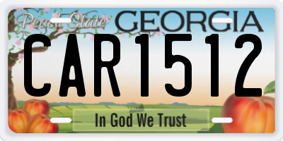 GA license plate CAR1512
