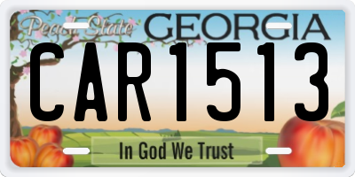 GA license plate CAR1513