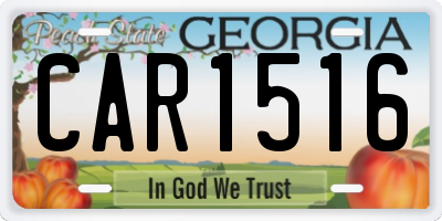 GA license plate CAR1516