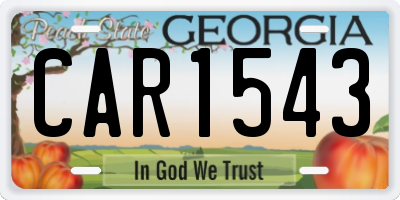 GA license plate CAR1543