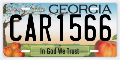 GA license plate CAR1566