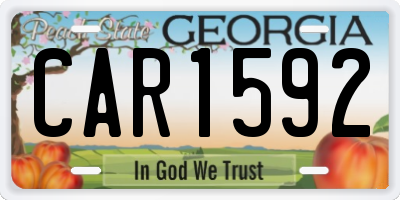 GA license plate CAR1592