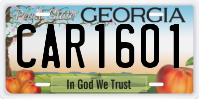 GA license plate CAR1601