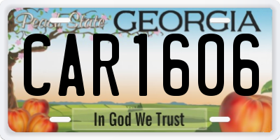 GA license plate CAR1606