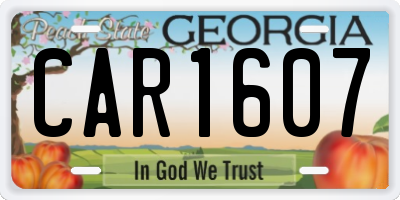 GA license plate CAR1607