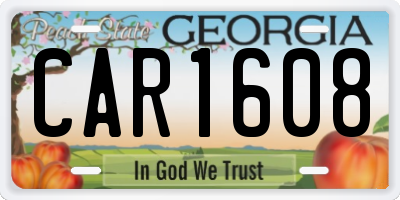 GA license plate CAR1608