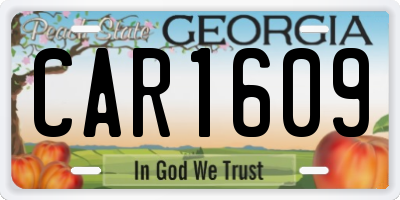 GA license plate CAR1609