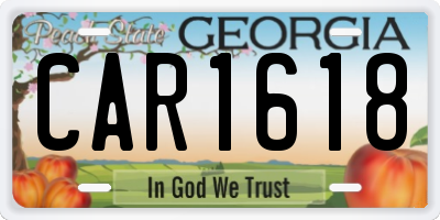 GA license plate CAR1618