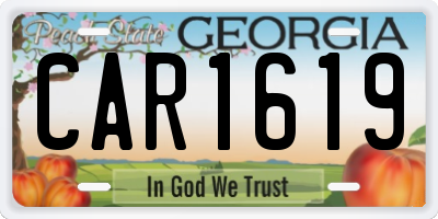 GA license plate CAR1619