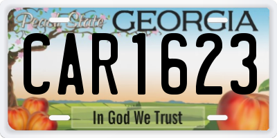 GA license plate CAR1623