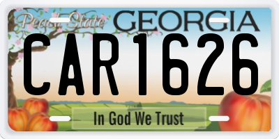 GA license plate CAR1626