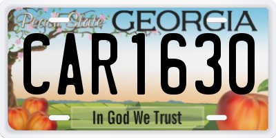 GA license plate CAR1630