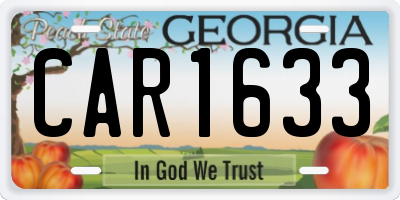 GA license plate CAR1633