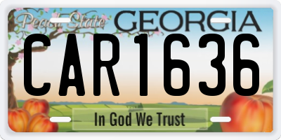 GA license plate CAR1636