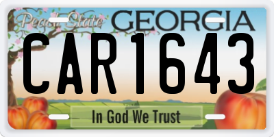 GA license plate CAR1643