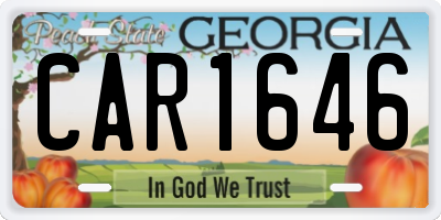 GA license plate CAR1646