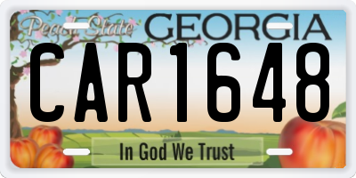 GA license plate CAR1648