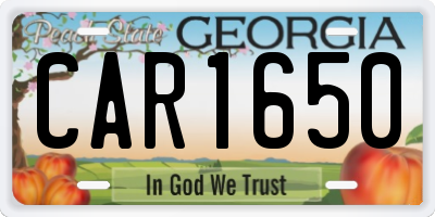 GA license plate CAR1650