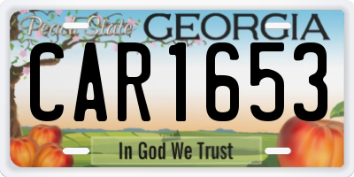 GA license plate CAR1653