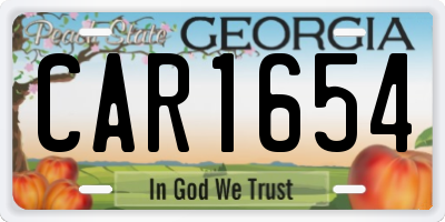 GA license plate CAR1654