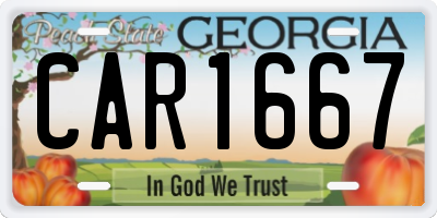 GA license plate CAR1667