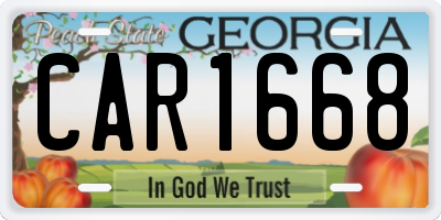 GA license plate CAR1668