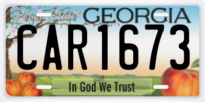 GA license plate CAR1673