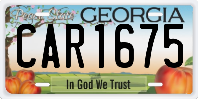 GA license plate CAR1675