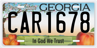 GA license plate CAR1678