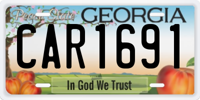 GA license plate CAR1691