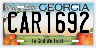 GA license plate CAR1692