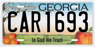 GA license plate CAR1693