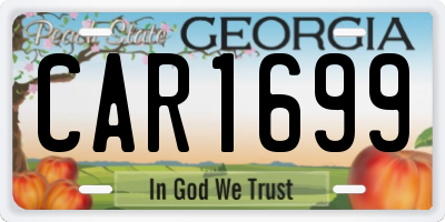 GA license plate CAR1699