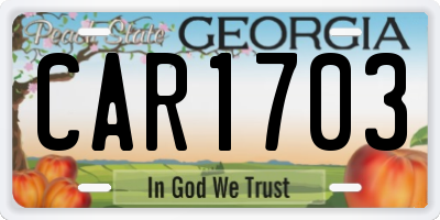 GA license plate CAR1703