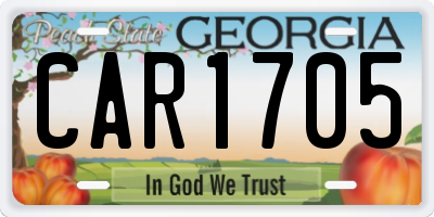 GA license plate CAR1705