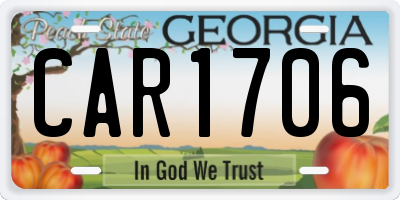 GA license plate CAR1706