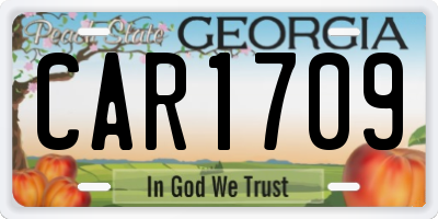 GA license plate CAR1709