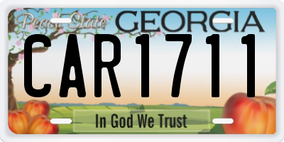 GA license plate CAR1711