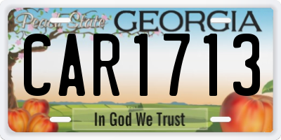 GA license plate CAR1713