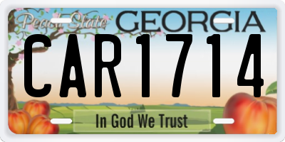 GA license plate CAR1714